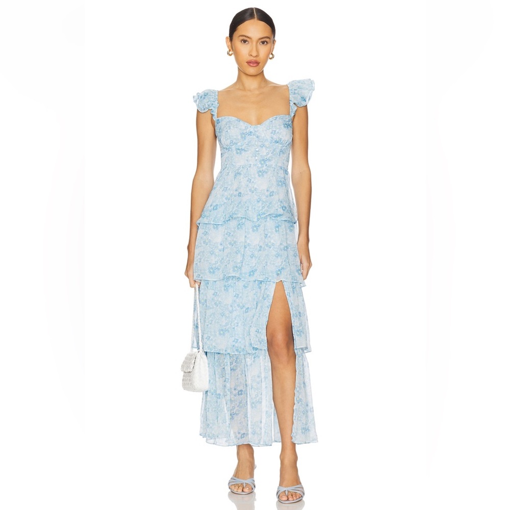 NWT - ASTR The Label Blue Tiered Maxi Dress